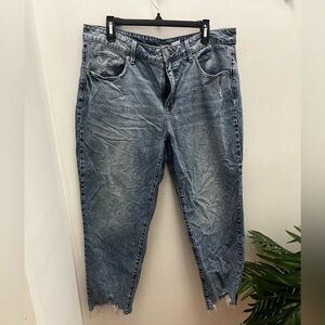 Time and Tru- Distressed Mid Rise Cropped Denim